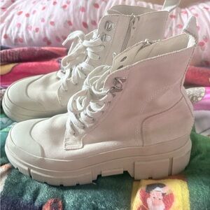 Treasure & Bond White High-Top Women's Suede Boots